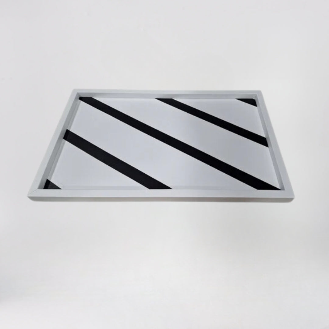 Monochromatic Striped Majestic Decorative Tray