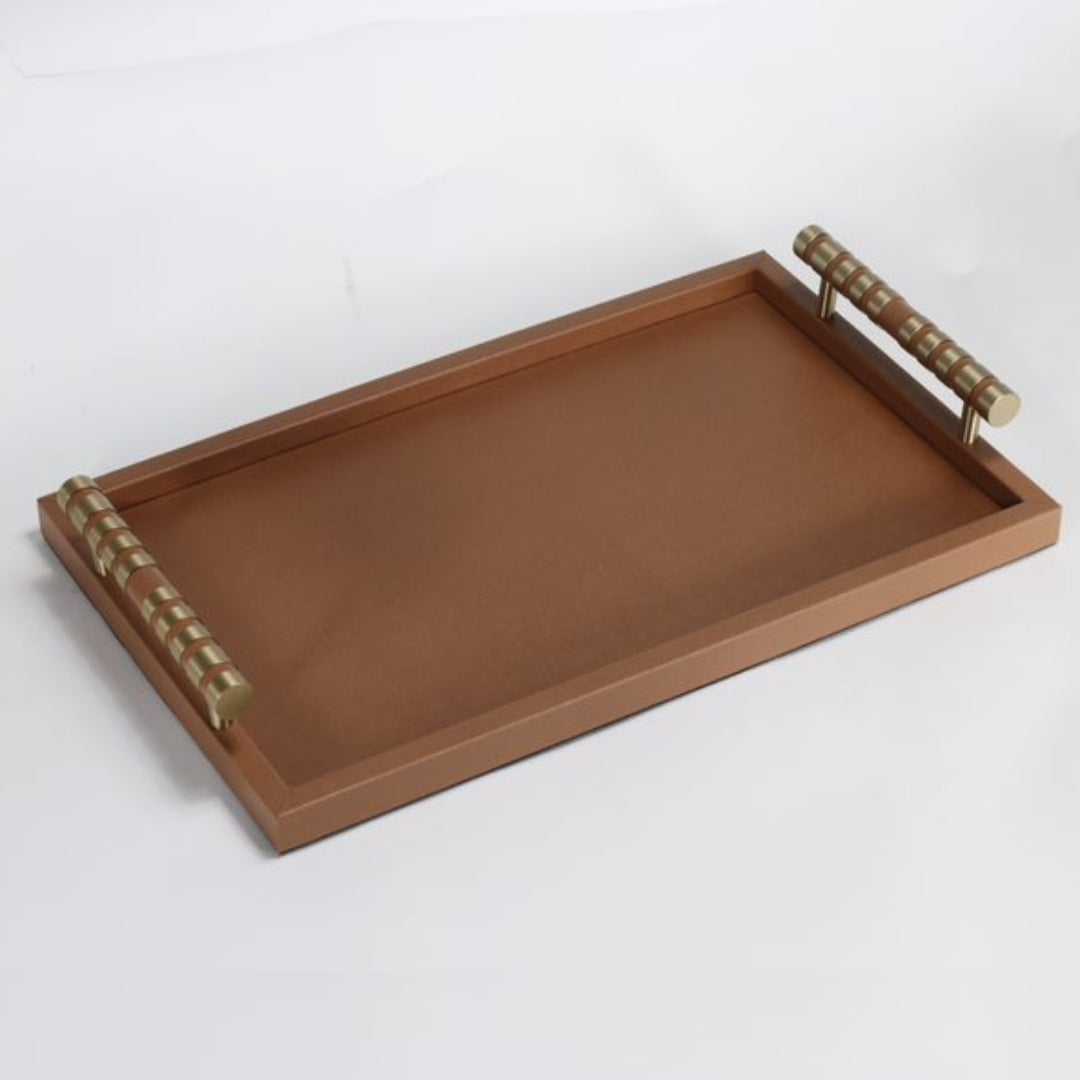 Opulent Leather Serving Decorative Tray