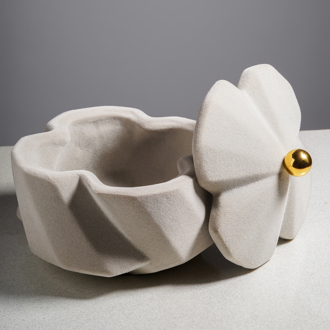 Refined Beige Resin File Coating Storage Jar