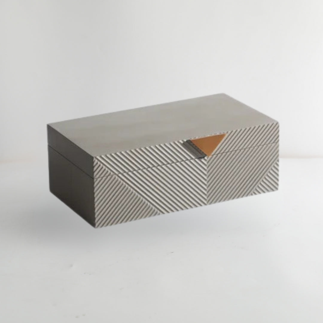 Sleek Grey Resin and Metal Storage Box