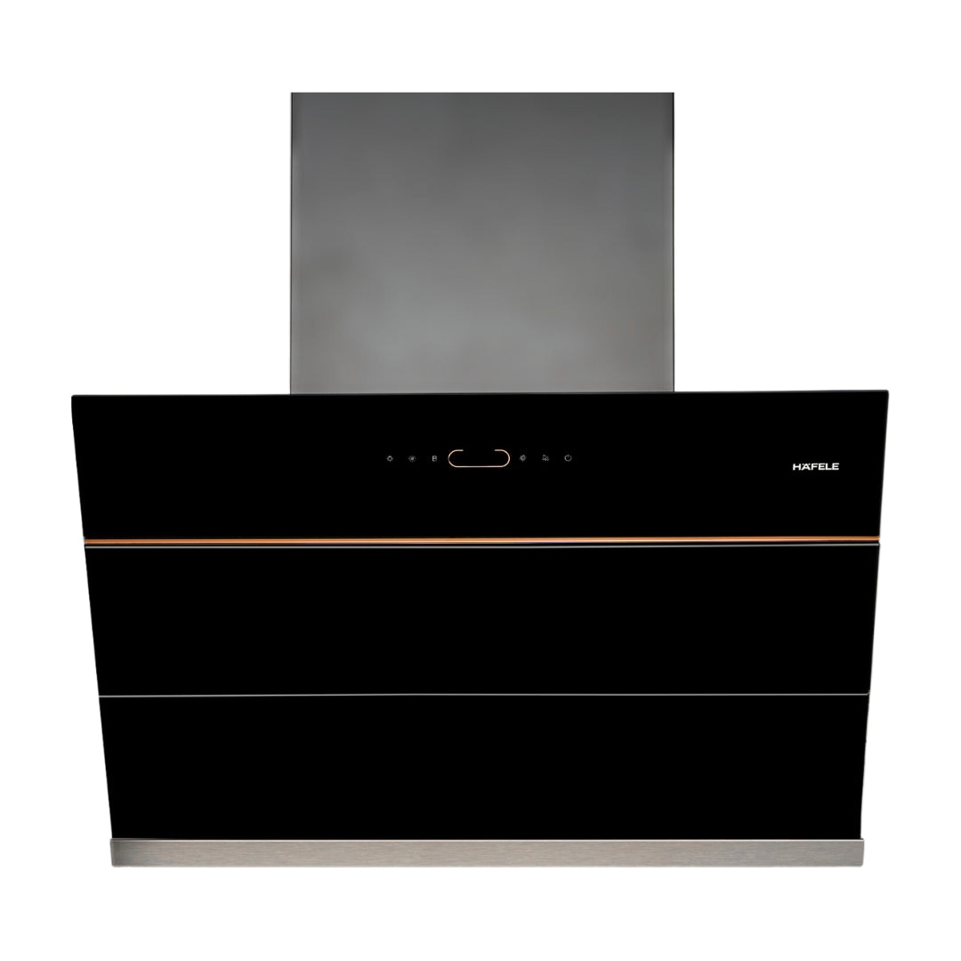 Hafele 90 cm Wall Mounted Chimney AELLA 90 + Hafele 86 cm 4 Burner Hob Altius Series ALTIUS FS 490