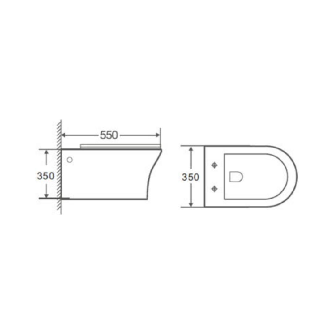 Hindware Wall Mounted White Closet WC Agnese 92572 WHITE with P-Trap