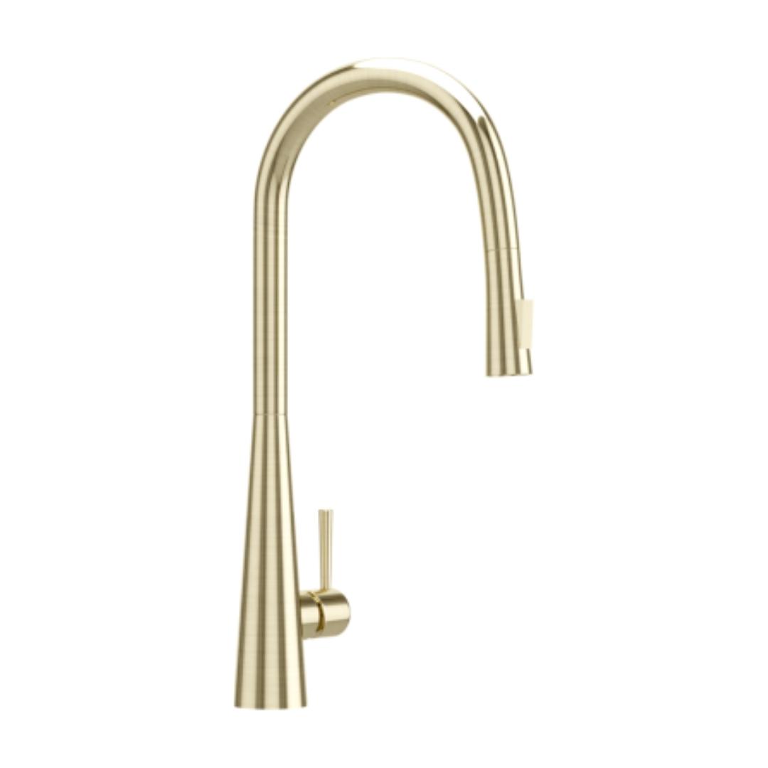 Artize Table Mounted Pull-Down Kitchen Sink Mixer FLO2 AKF-77155B with Extractable Hand Shower Spout in Gold Dust Finish