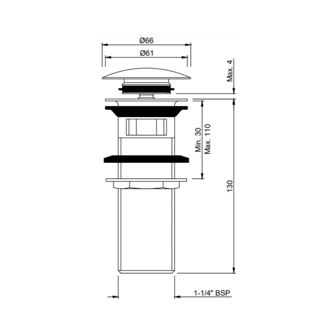 Jaquar 5 inches Pop-Up Waste Coupling ALD 729L130 - Black Chrome