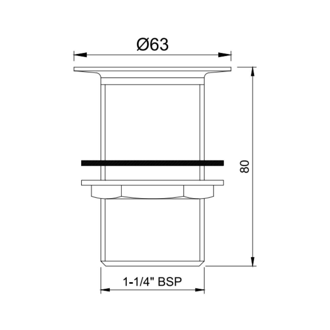 Jaquar 3 inches Regular Waste Coupling ALD 705 - Black Matt