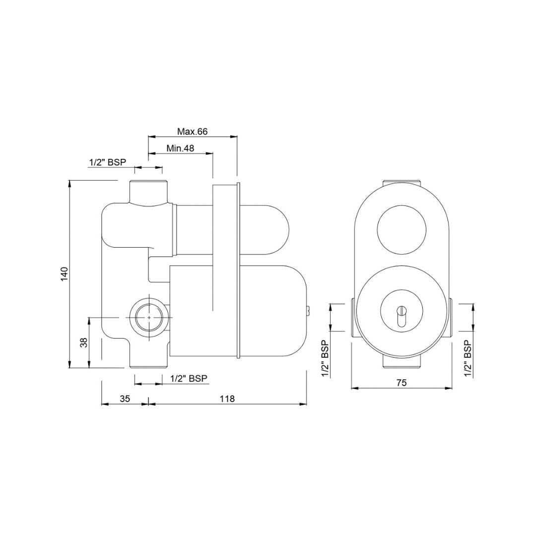 Jaquar 2 Way Diverter Valve Allied ALD-CHR-079N - Chrome