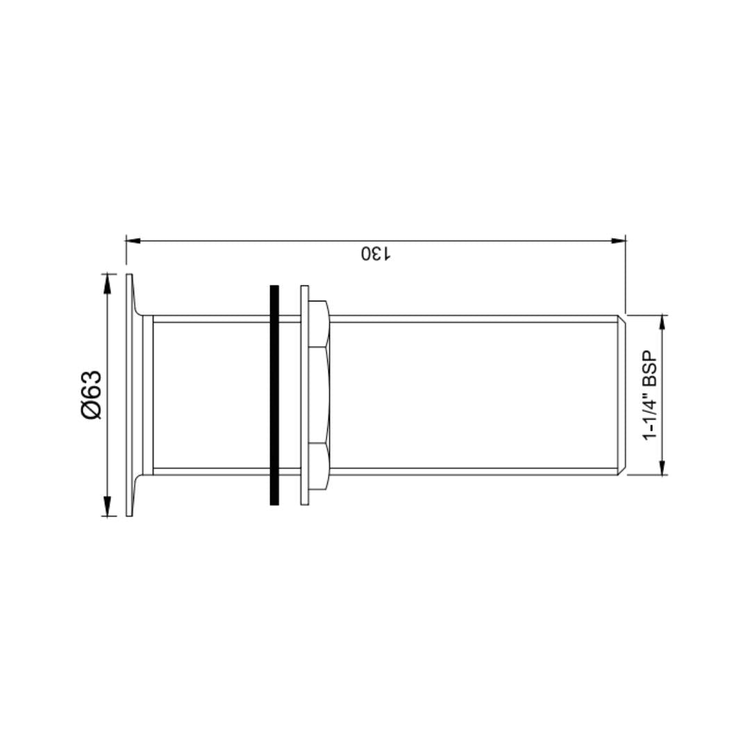 Jaquar 5 inches Regular Waste Coupling ALD 705L130 - Graphite