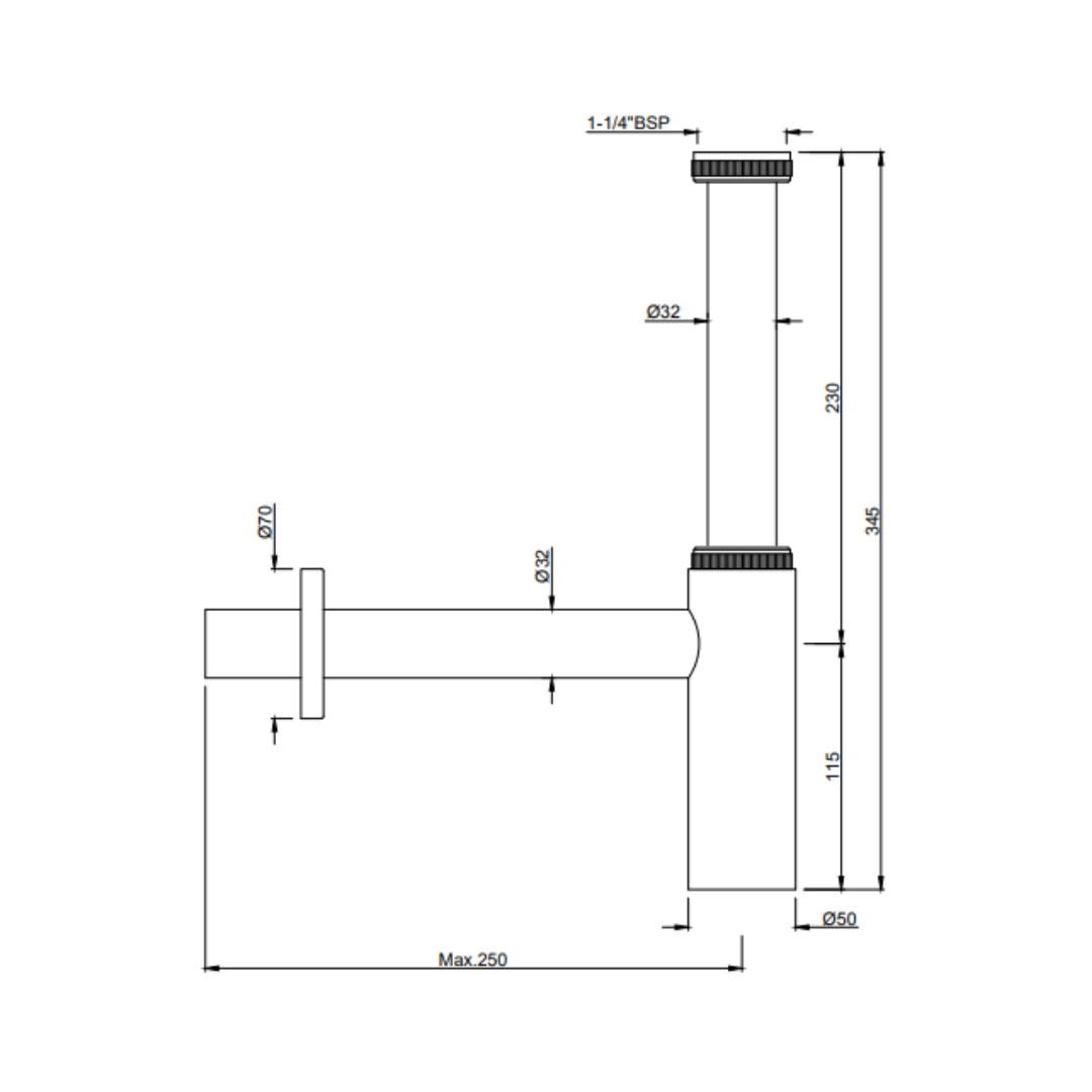 Jaquar 10 Inch Bottle Trap Allied ALD-GRF-769L250X190 - Graphite