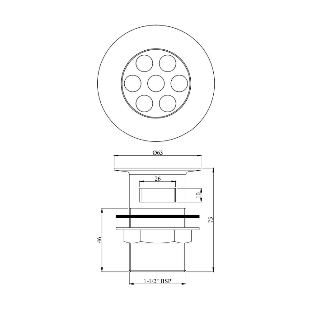 Essco 2 inches Regular Waste Coupling ALE-544NHT - Chrome