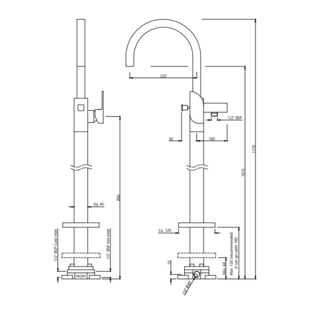 Jaquar 2 Way Bath Tub Filler Alive ALI-ABR-85121K Normal Flow - Antique Bronze Finish