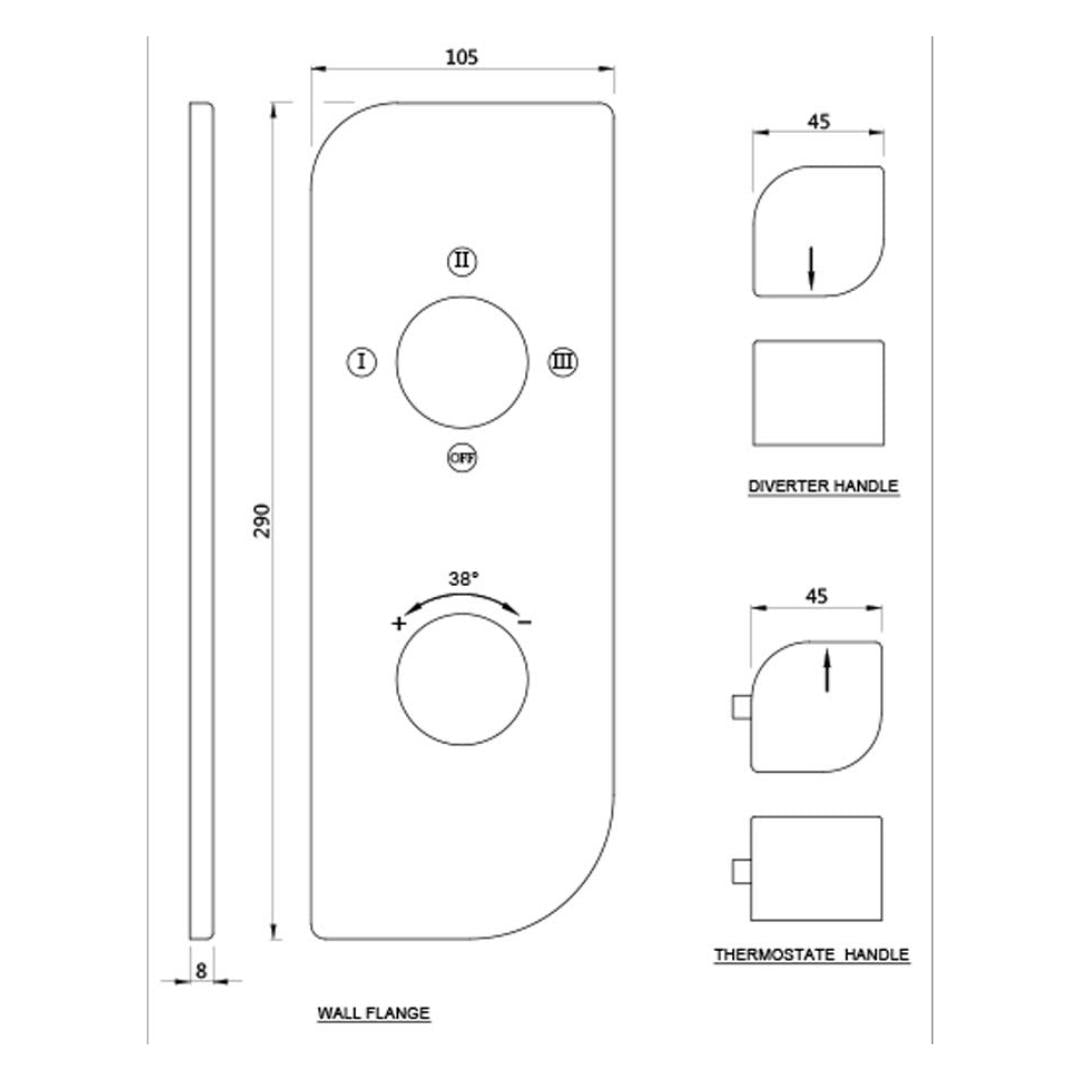 Jaquar 3 Way Thermostatic Diverter Alive ALI-GRF-85683 Normal Flow - Graphite Finish