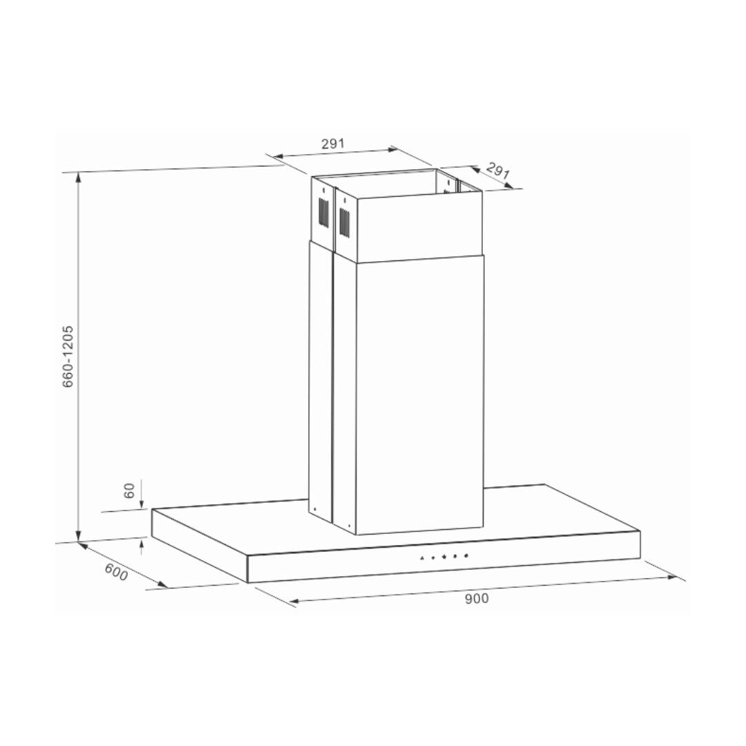 Carysil 90 cm Island Chimney Island series ALICE 90 SS