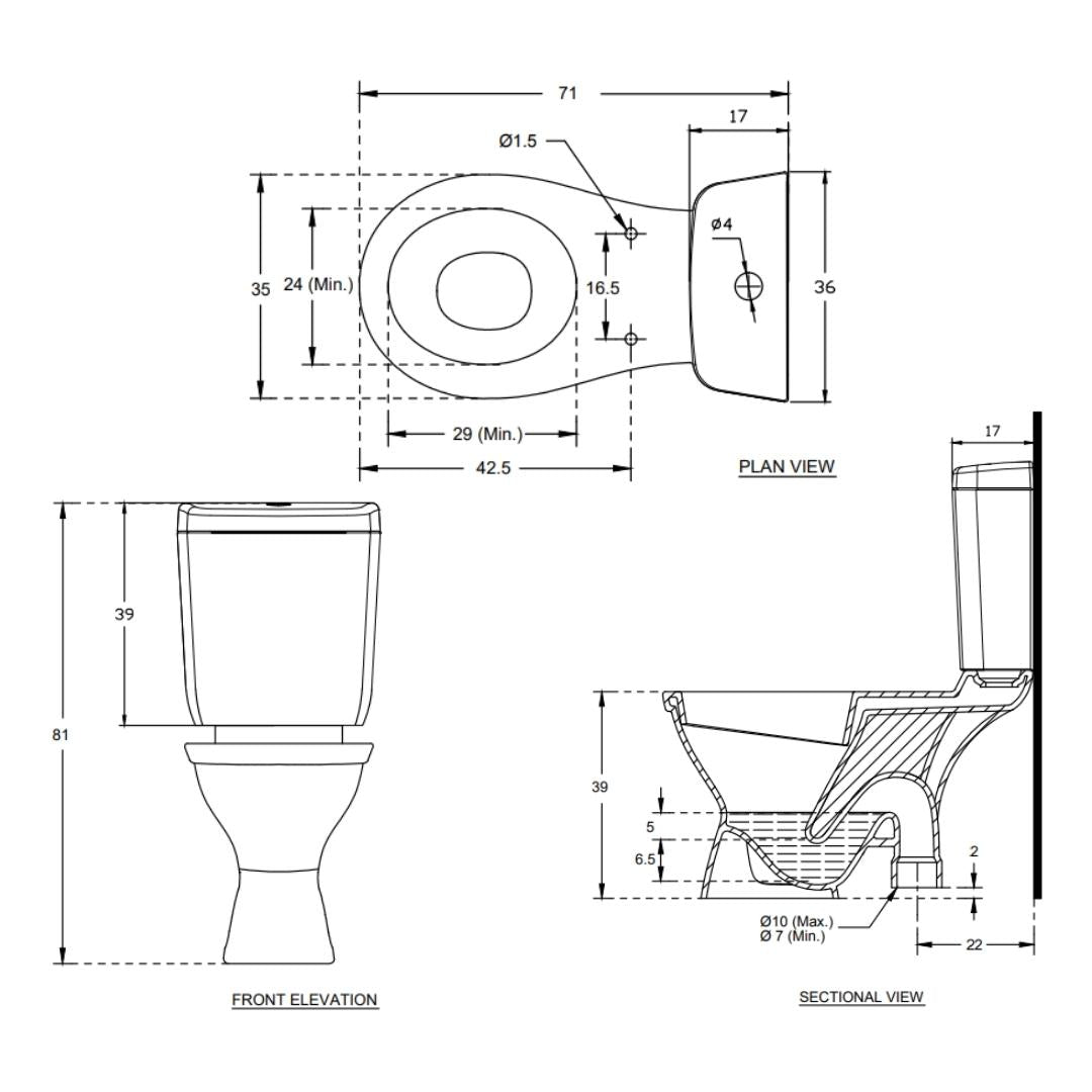 Hindware Floor Mounted White 2 Piece WC Alpha S-200 20101 WHITE with S-Trap