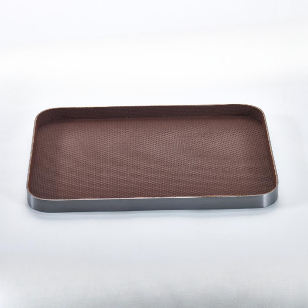 Espresso Leather Elegance Decorative Tray