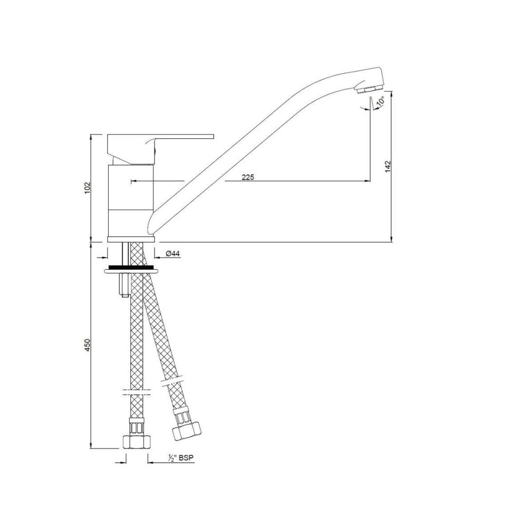 Jaquar Table Mounted Regular Kitchen Sink Mixer Aria ARI-39173B with Swinging Spout in Chrome Finish