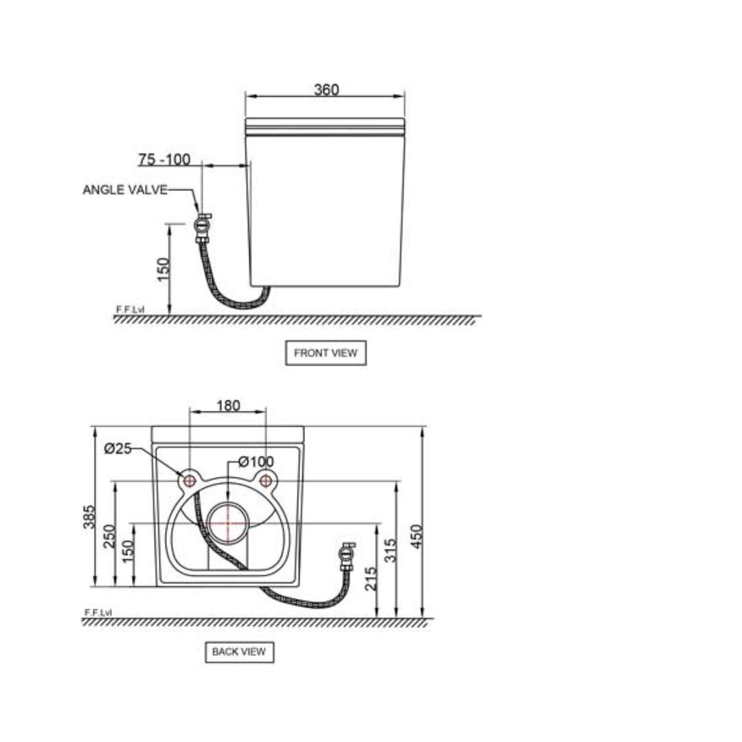 Jaquar Wall Mounted White Closet WC Aria ARS-WHT-39961BIUFSMTL with P-Trap