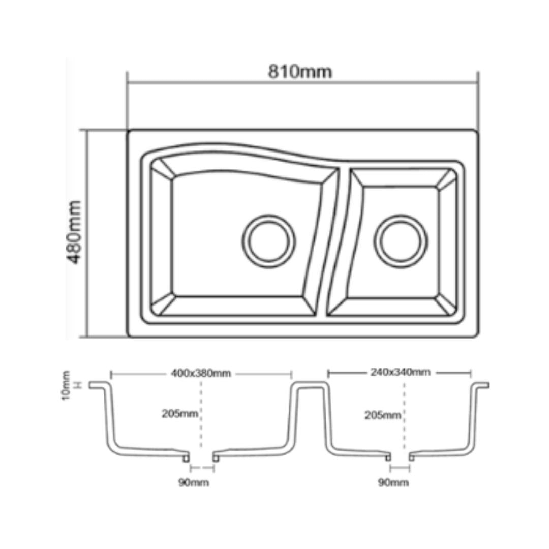 Asiatique Quartz Sink Diamond DIAMOND ( 32 x 19 inches ) - Mercury