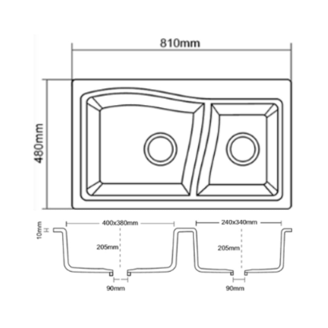 Asiatique Quartz Sink Diamond DIAMOND ( 32 x 19 inches ) - White