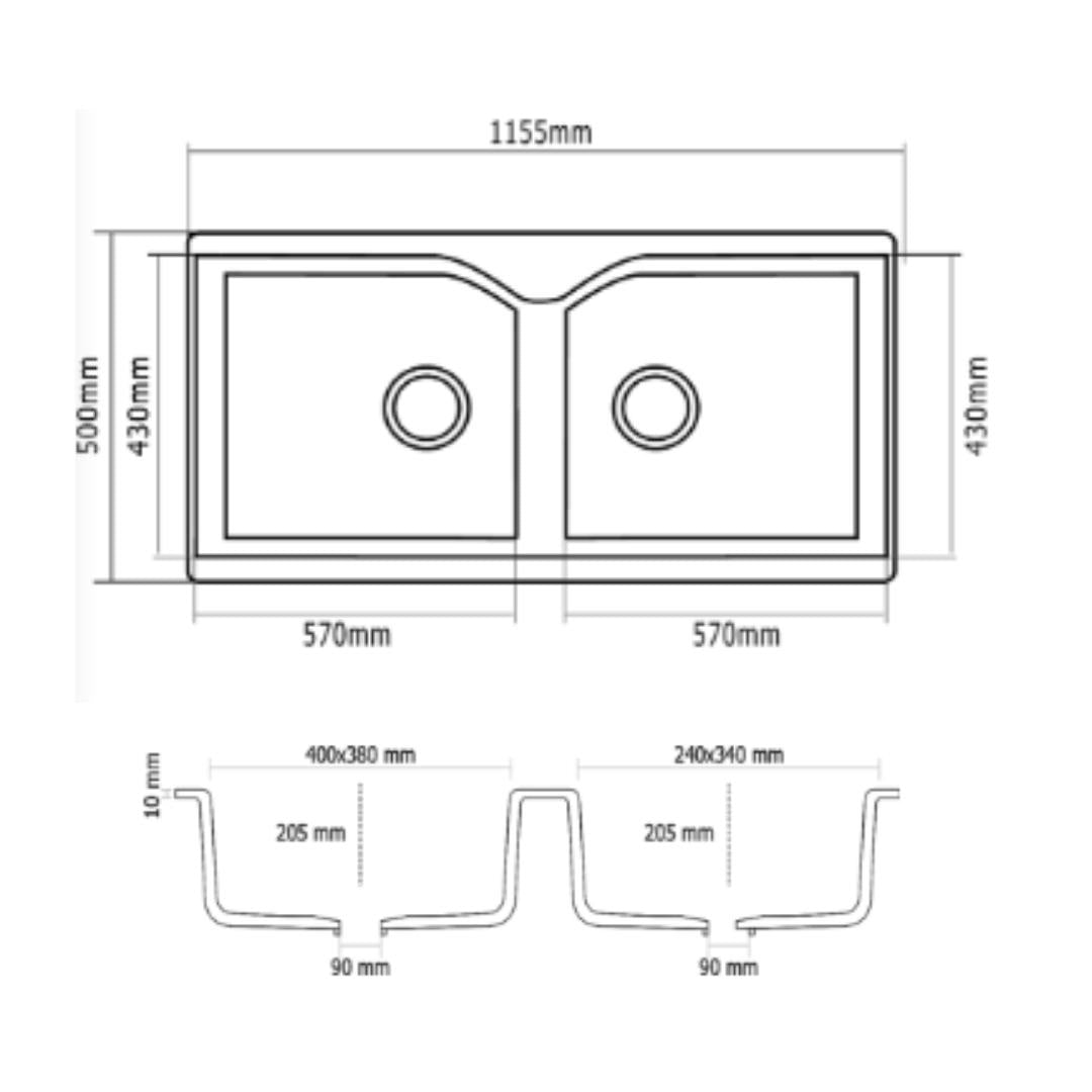 Asiatique Quartz Sink Elite ELITE ( 45 x 19.5 inches ) - Venus