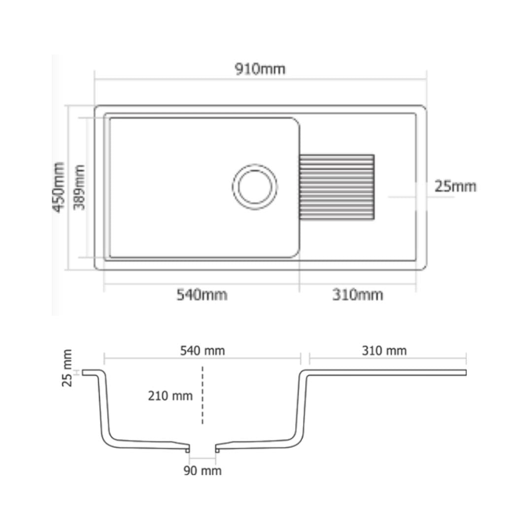 Asiatique Quartz Sink Nexa NEXA ( 36 x 18 inches ) - Mercury