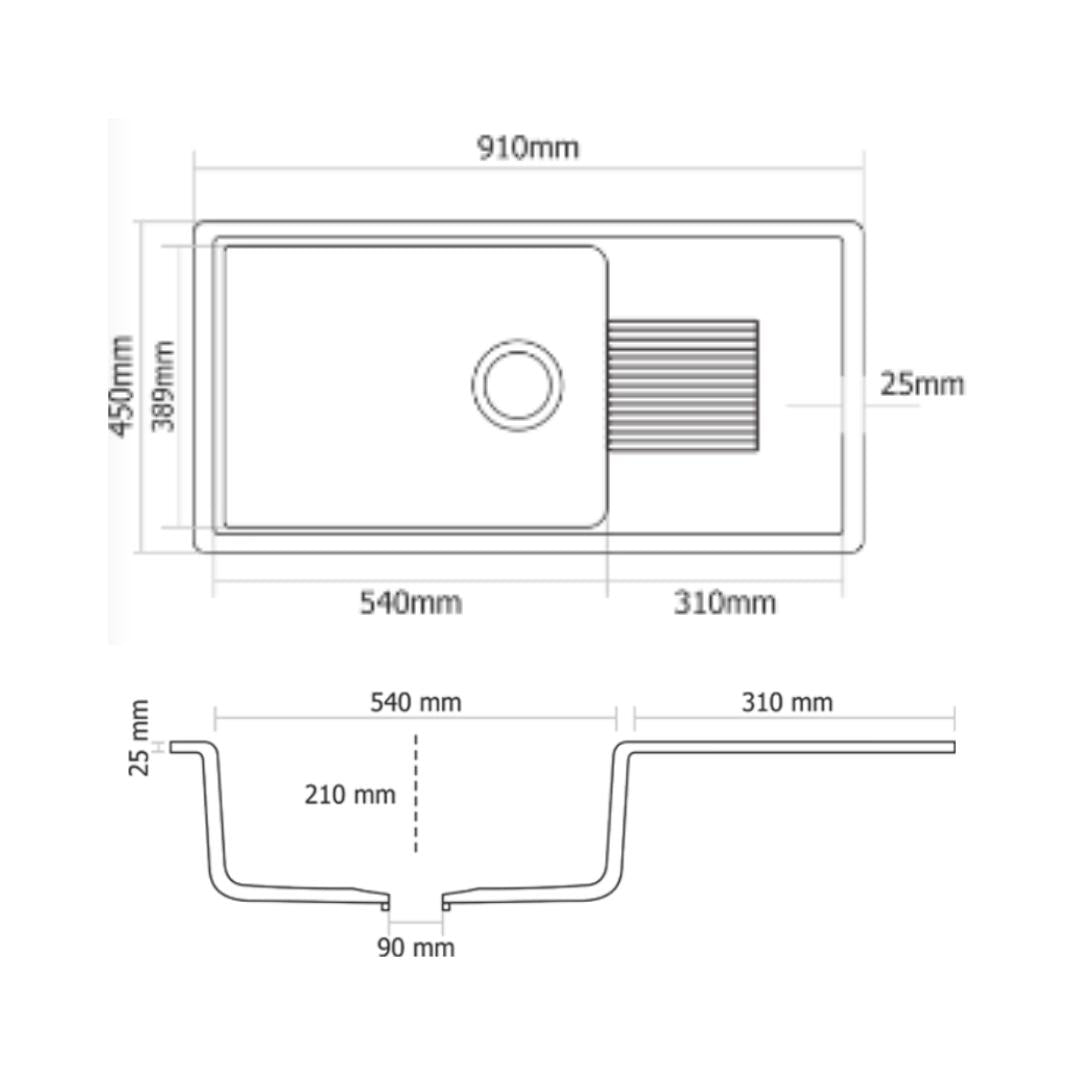Asiatique Quartz Sink Nexa NEXA ( 36 x 18 inches )  -  White