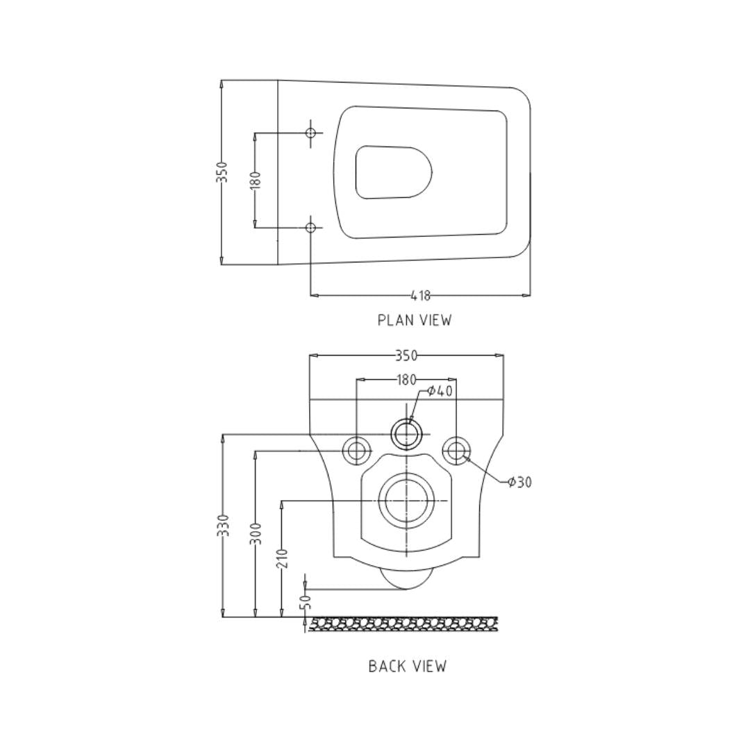 Hindware Wall Mounted White Closet WC Berlin 92560 WHITE with P-Trap