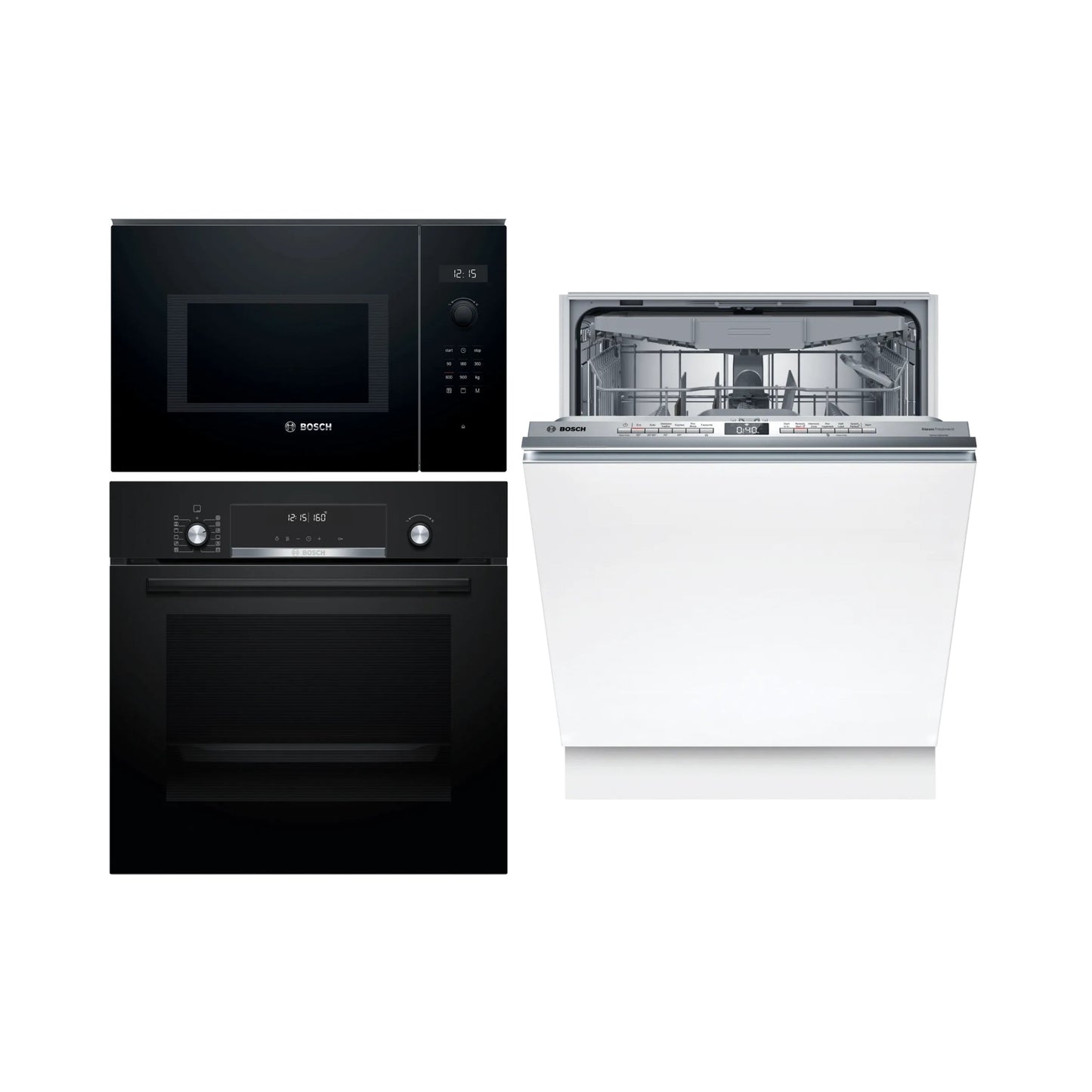 Bosch Built In Oven HBJ577EB0I + Bosch Built-In Microwave Series 6 BEL554MB0I + Bosch Built In Dishwasher Series 6 SMV6HMX01I with 15 Place Settings