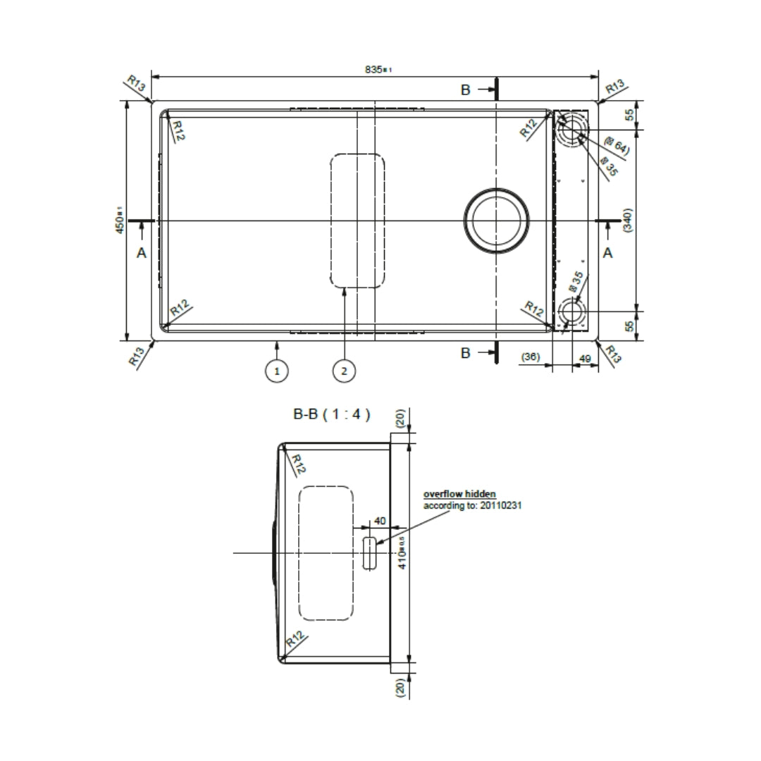 Franke Stainless Steel Sink Box Deluxe BOX DELUXE BXX 210 110 73 ( 33 x 18 inches ) - Satin