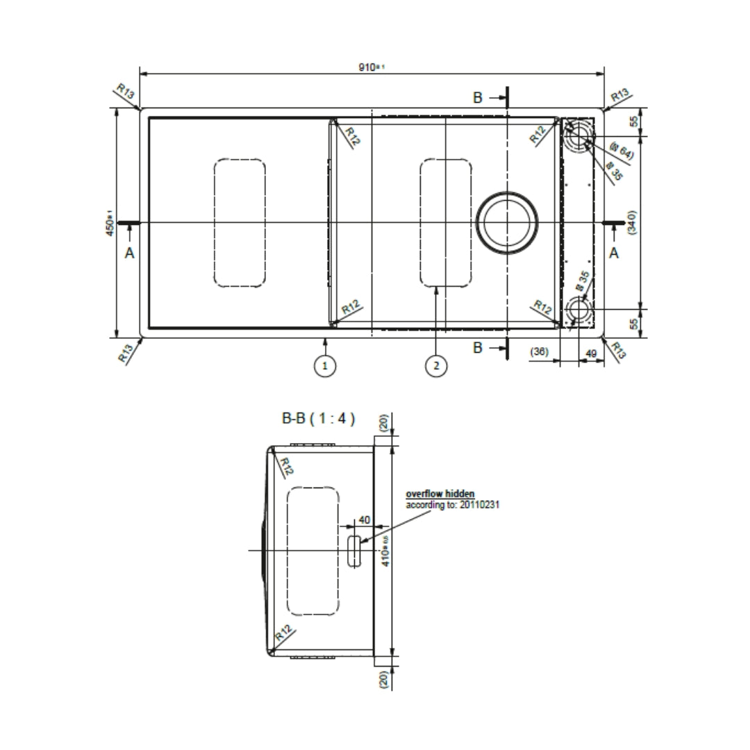Franke Stainless Steel Sink Box Deluxe BOX DELUXE BXX 211 111 91 ( 36 x 18 inches ) - Satin