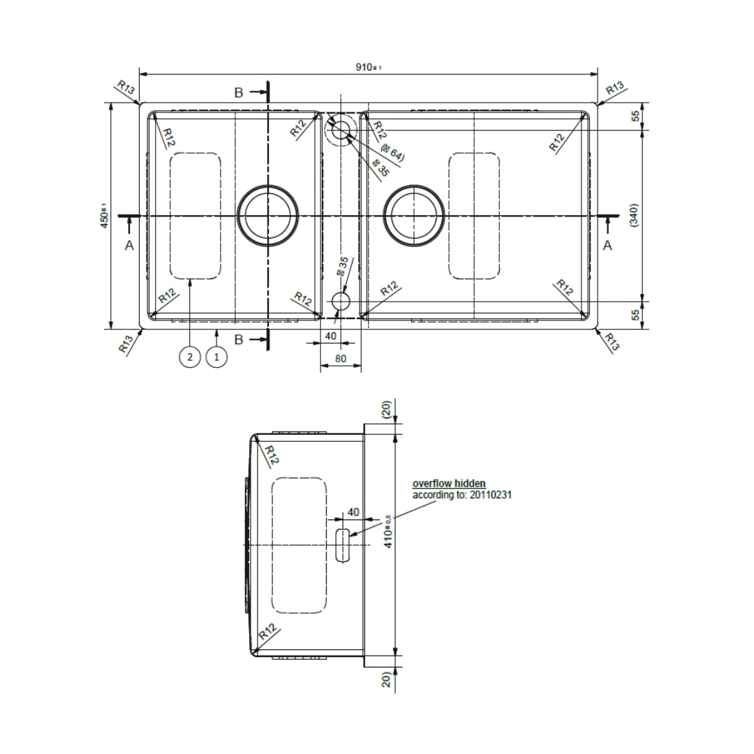 Franke Stainless Steel Sink Box Deluxe BOX DELUXE BXX 220 120 34 ( 36 x 18 inches ) - Satin