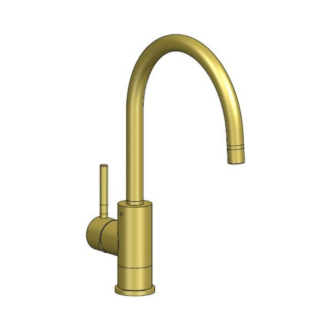 Reginox Table Mounted Regular Kitchen Sink Mixer PVD CANO with Extractable Hand Shower Spout in Gold Finish