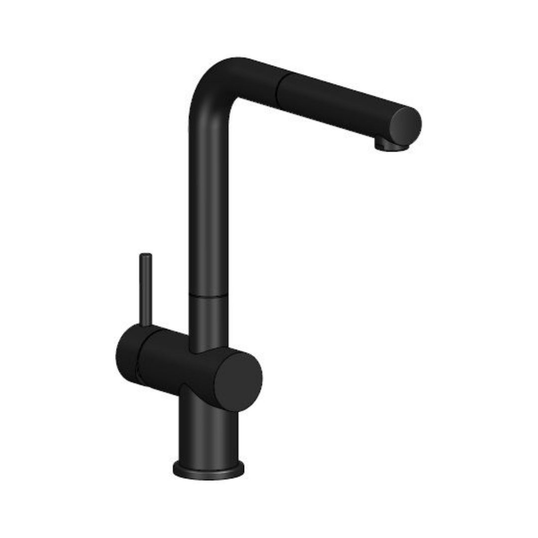 Reginox Table Mounted Pull-Out Kitchen Sink Mixer CEDAR with Extractable Hand Shower Spout in Black Finish