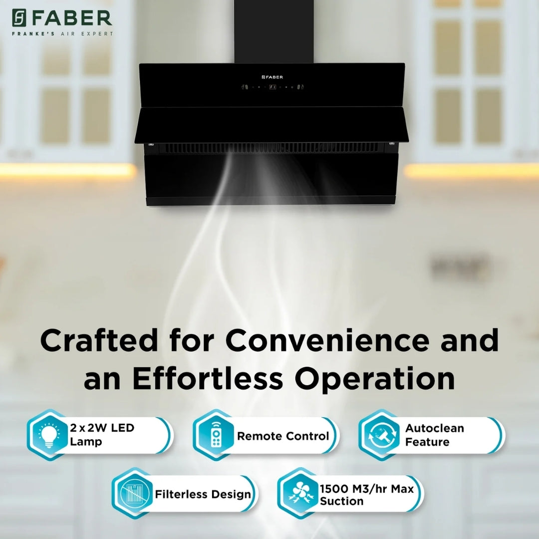 Faber Built In Oven FBIO 82L 11F AF BK + Faber Built-In Microwave FBI MWO 25 SG + Faber 90 cm Wall Mounted Chimney Gen-S Series AETHER BLDC HC SC BK 90 + Faber 90 cm 4 Burner Hob Bella Series BELLA HT 904 BR AI FFD