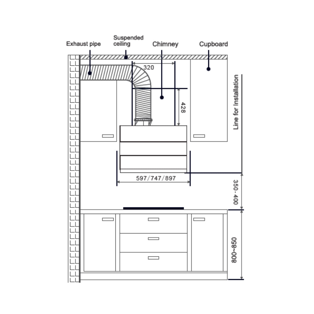 Hafele 60 cm Wall Mounted Chimney Essentia Series RENATA INCLINED 60 + Hafele 70 cm 4 Burner Hob Essentia Series AUGUSTA 470