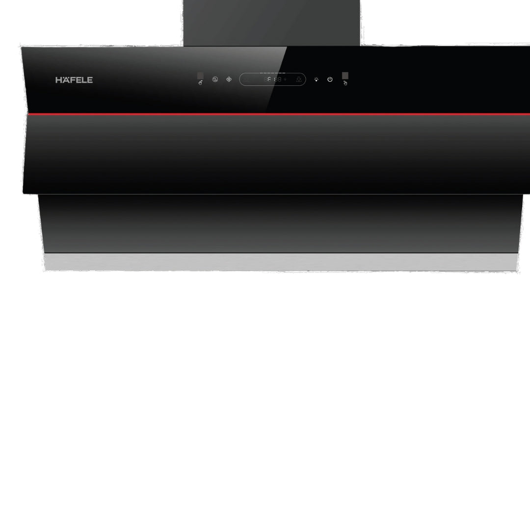 Hafele 90 cm Wall Mounted Chimney Essentia Series RENATA INCLINED 90 + Hafele 90 cm 4 Burner Hob Essentia Series VERENA 490