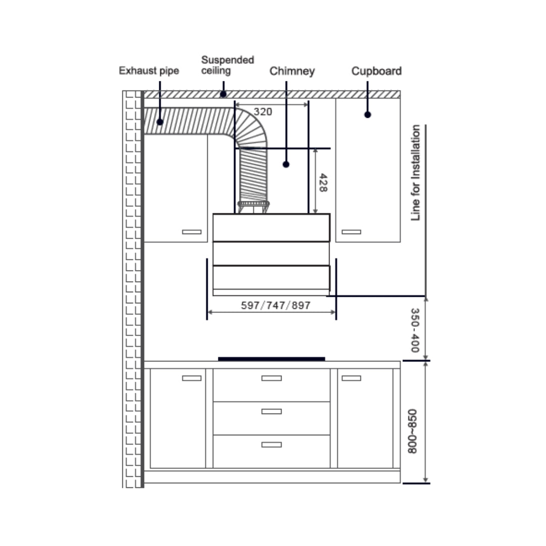 Hafele 90 cm Wall Mounted Chimney Essentia Series RENATA INCLINED 90 + Hafele 80 cm 4 Burner Hob Essentia Series AUGUSTA 480