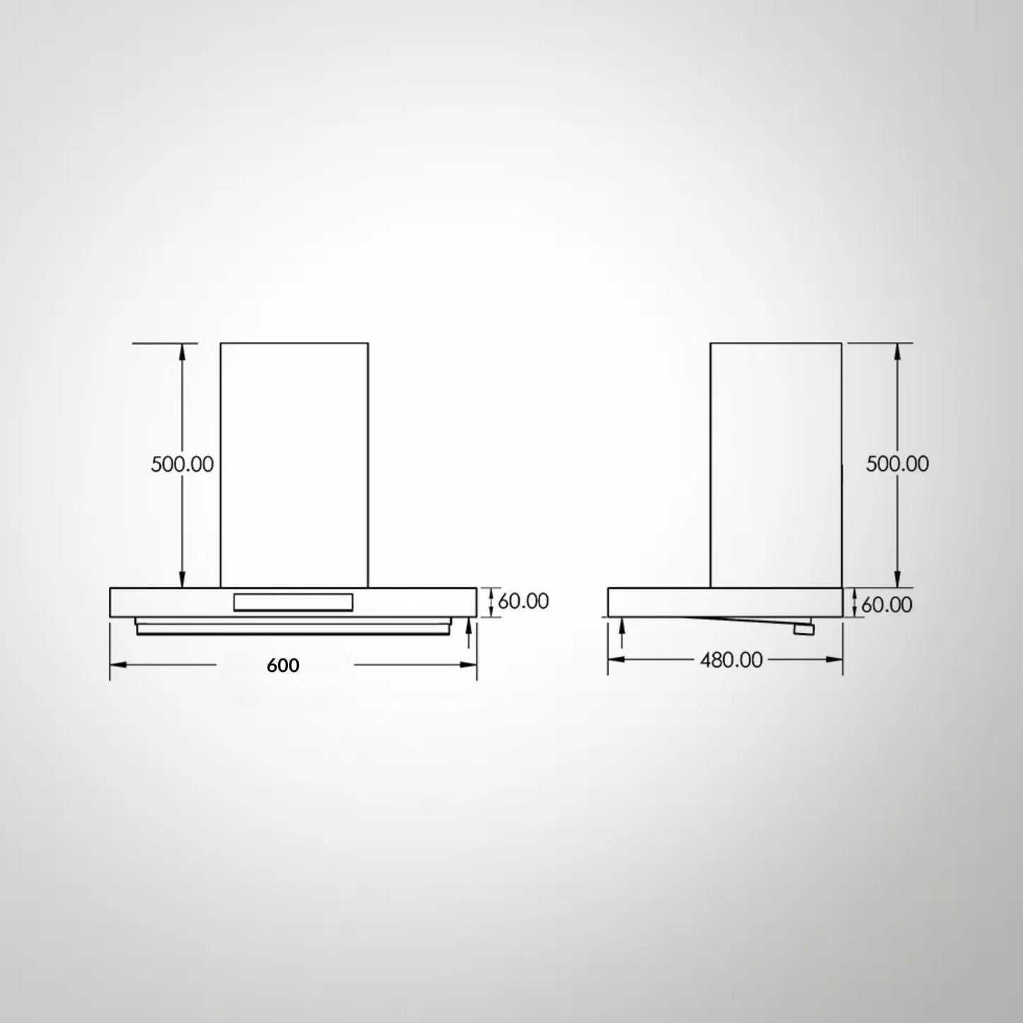 Kaff 60 cm Wall Mounted Chimney Filterless Series ASHPRO DHC 60 + Kaff 60 cm 4 Burner Hob Crista CRH 604