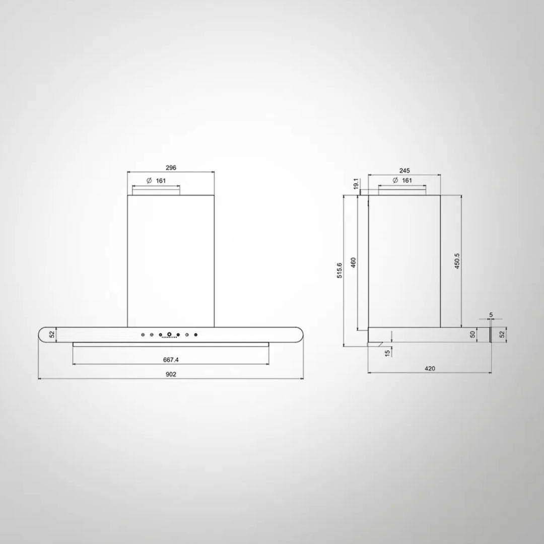 Kaff 90 cm Wall Mounted Chimney CANARY 90 DC BLDC + Kaff 90 cm 4 Burner Hob Ashford Series ASF 94M