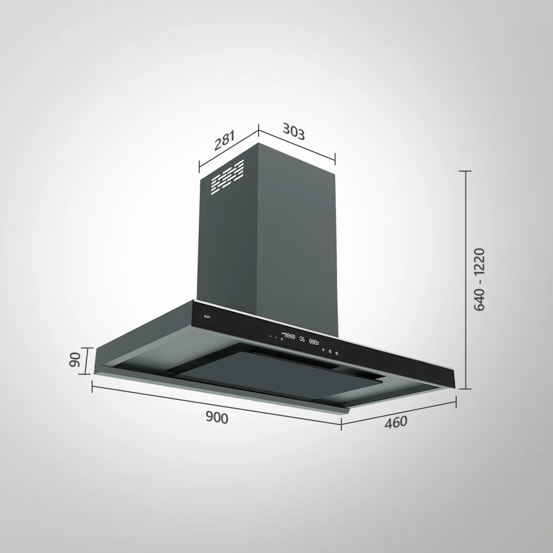 Kaff 90 cm Wall Mounted Chimney MISSONI 90 - BLDC + Kaff 90 cm 4 Burner Hob Ashford Series ASF 94V