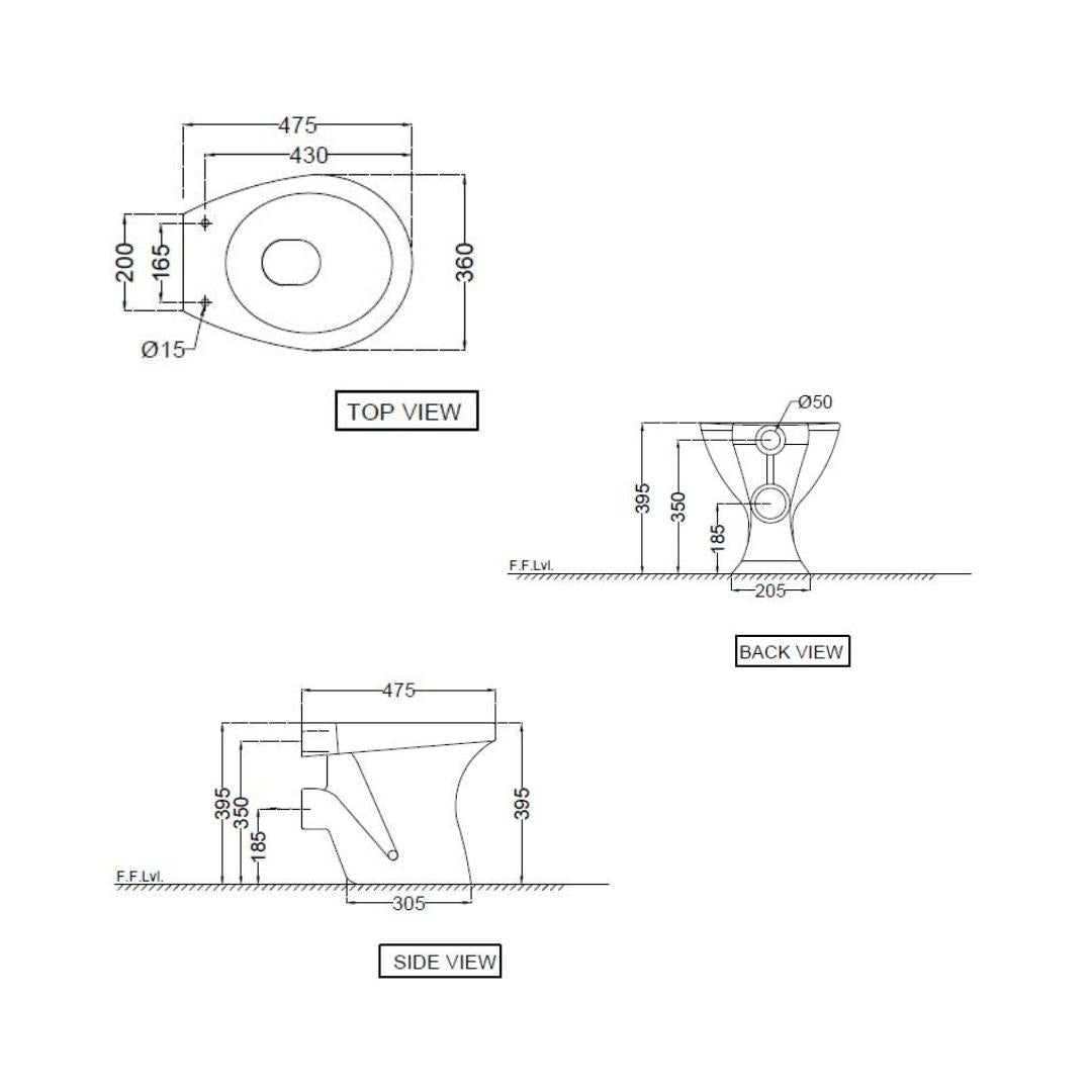 Jaquar Floor Mounted White Closet WC Continental CNS-WHT-551PSPP with P-Trap