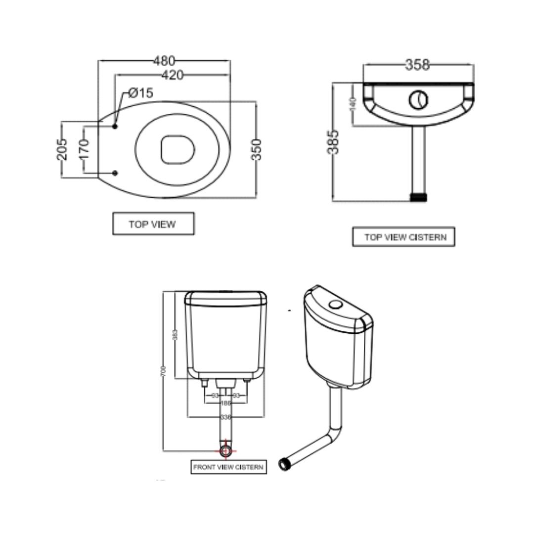 Jaquar Wall Mounted White Closet WC Continental CNS-WHT-551SNPP184LZ with S-Trap