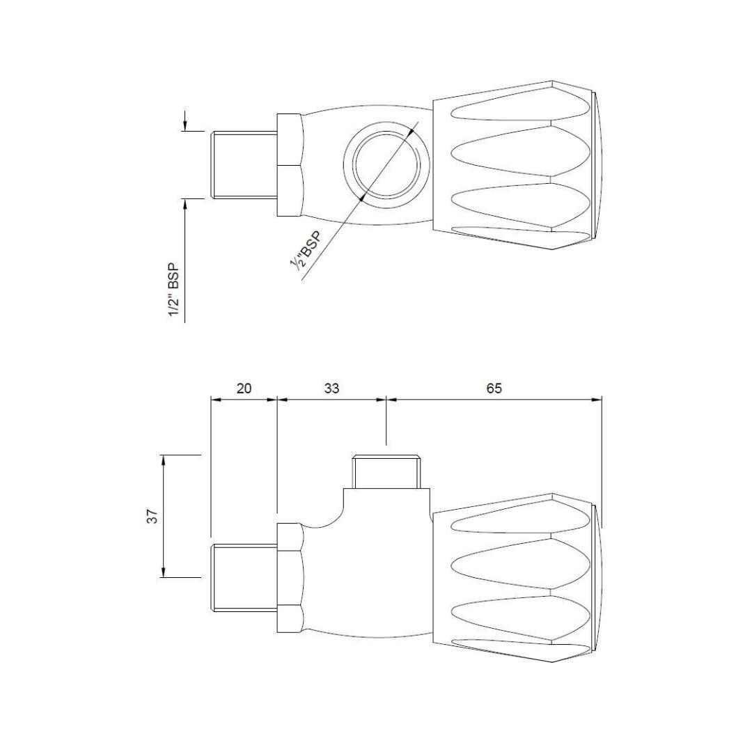 Jaquar Basin Area Angle Valve Continental CON-CHR-053KN - Chrome