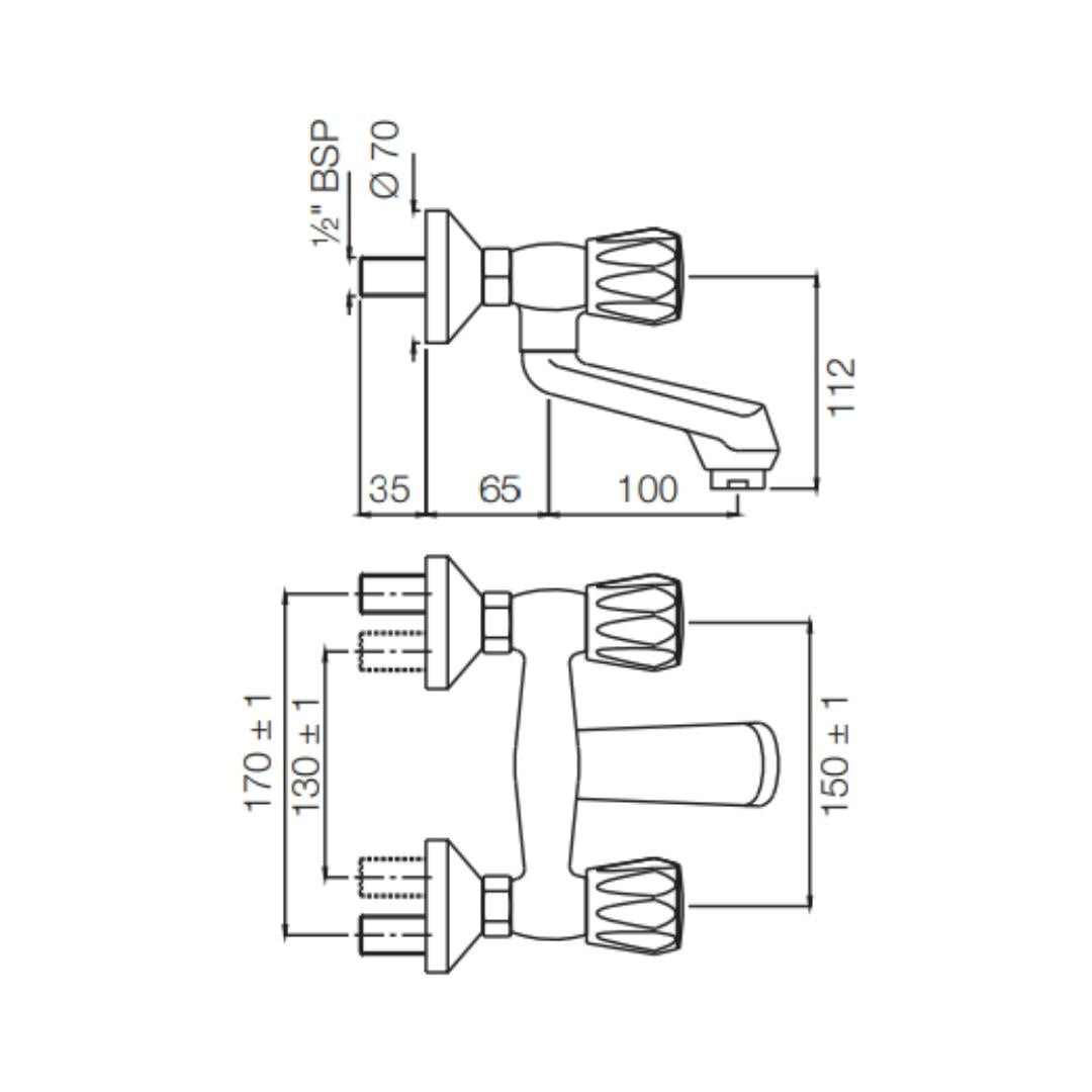 Jaquar 1 Way Wall Mixer Continental CON-CHR-219KN Normal Flow - Chrome Finish