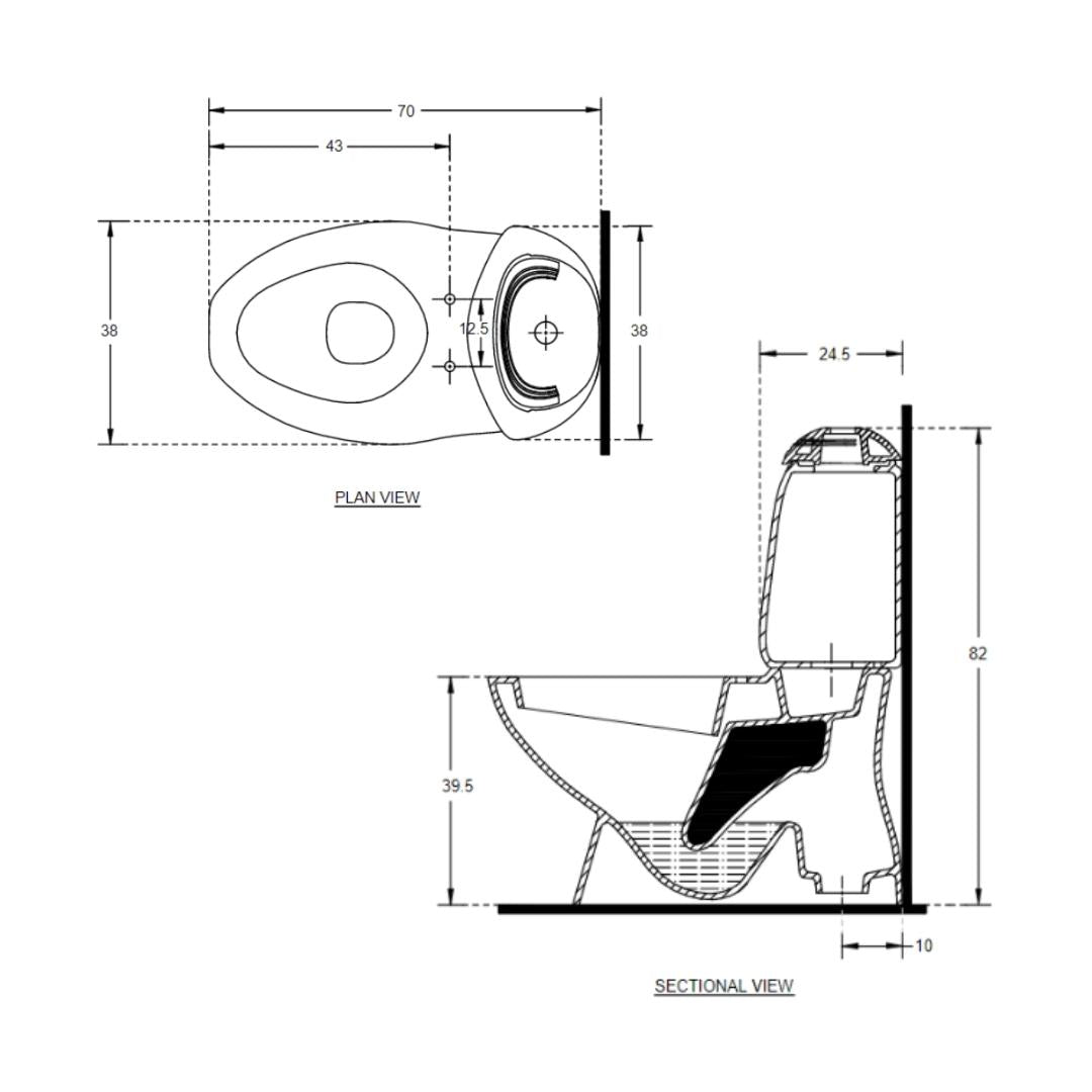 Hindware Floor Mounted White 2 Piece WC Constellation Premium 20089 WHITE with S-Trap