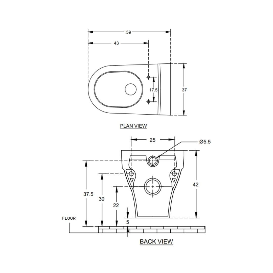 Hindware Wall Mounted White Closet WC Cornice 92054 WHITE with P-Trap