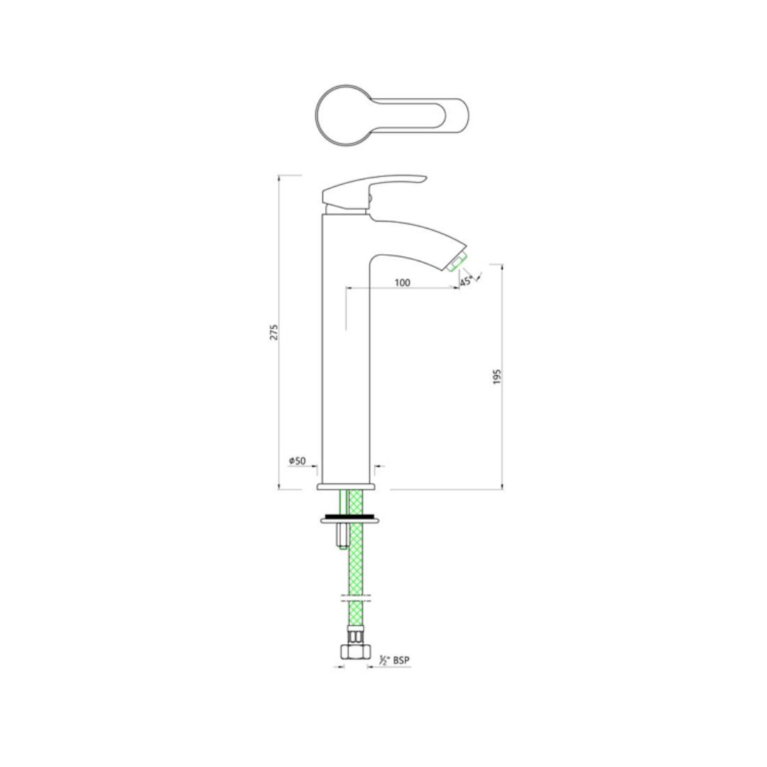 Essco Table Mounted Tall Boy Basin Mixer Cosmo COS-CHR-103005NB - Chrome
