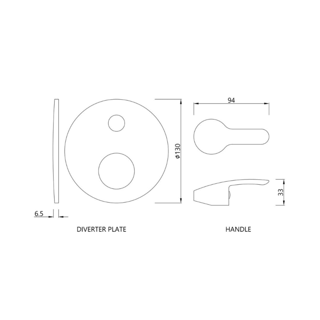 Essco 1 Way Diverter Cosmo COS-CHR-103055NK - Chrome Finish