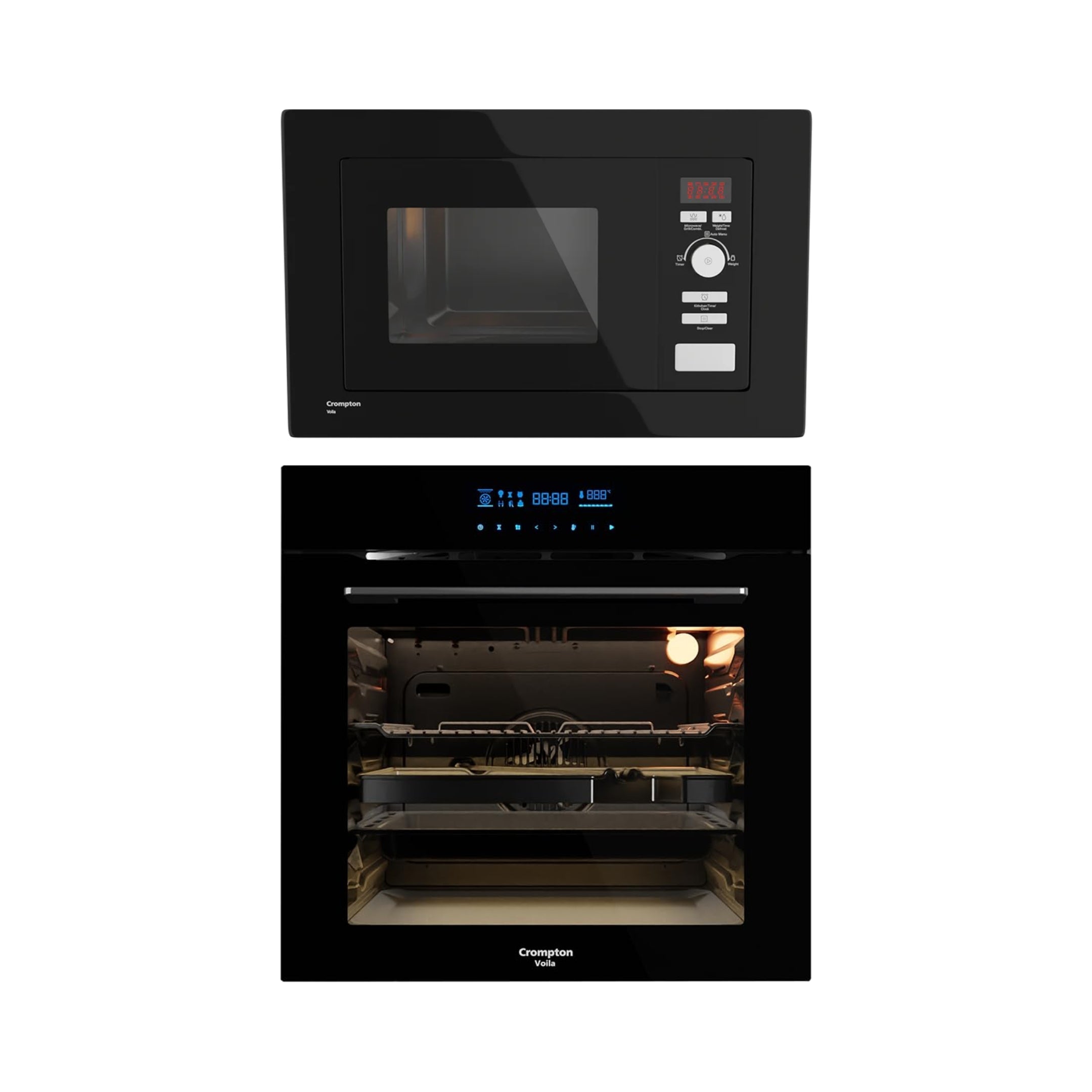 Crompton Built In Oven Voila BIO-VOCONPRO-78L + Crompton Built-In Convection Microwave Voila Sola Series MWO-VOSOL20L-MBL