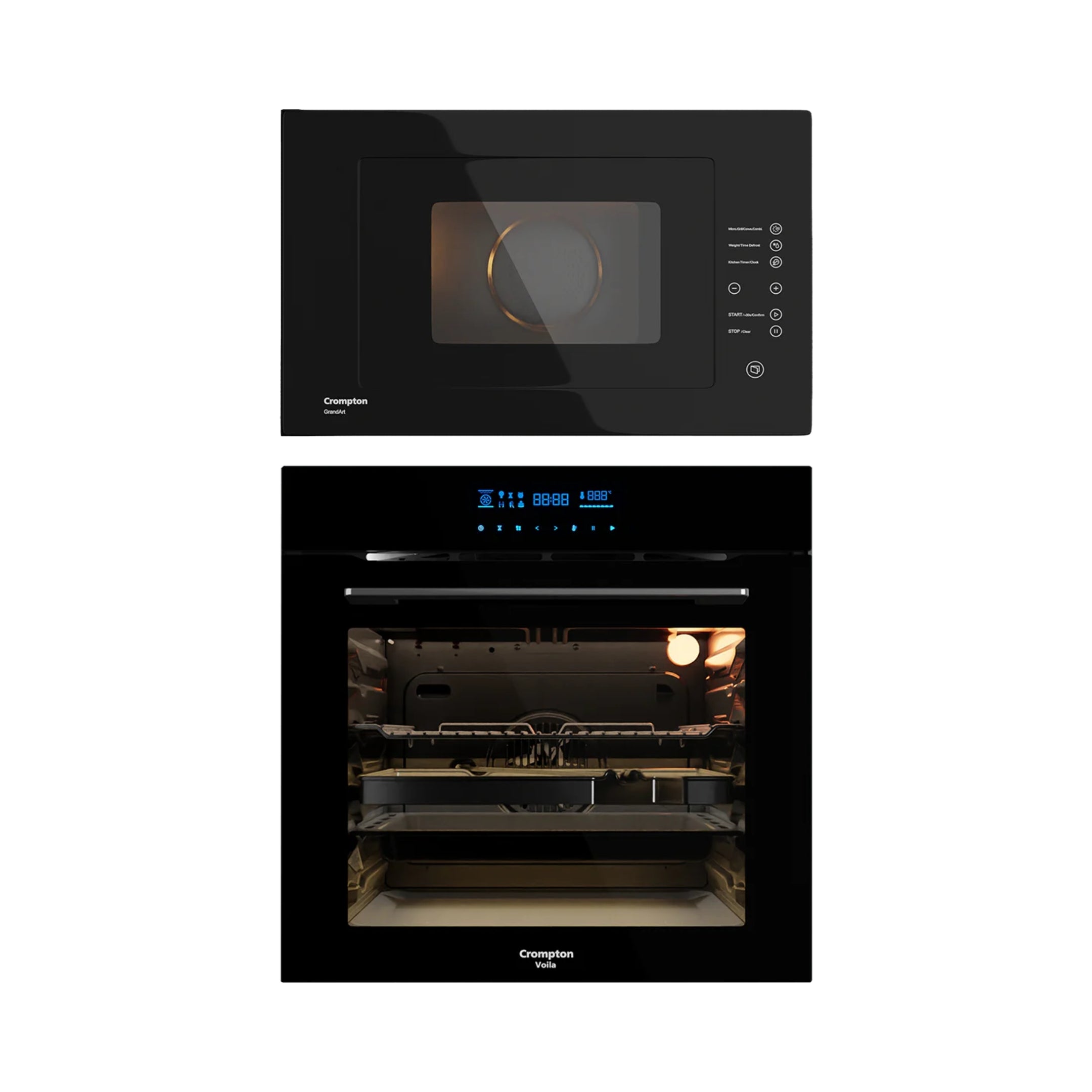 Crompton Built In Oven Voila BIO-VOCONPRO-78L + Crompton Built-In Convection Microwave GrandArt Series MWO-GACON25L-MBL