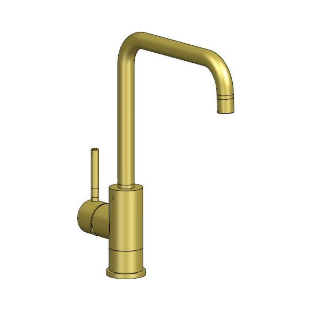 Reginox Table Mounted Regular Kitchen Sink Mixer PVD CRYSTAL with Extractable Hand Shower Spout in Gold Finish